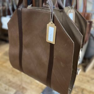 Reinforced Leather Wood Tote