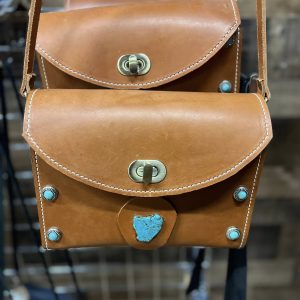 Turquoise Stone Leather Pail Bag
