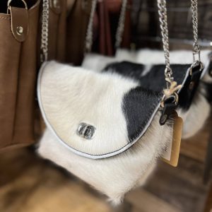 White & Black Hair-On Leather Bag